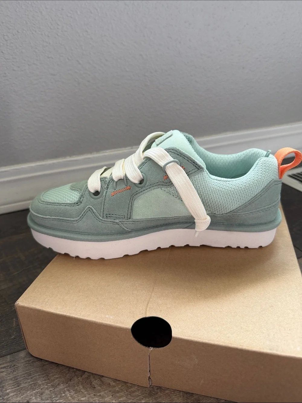 UGG women’s Mint Green and Peach Accent Lace-Up Sneakers - Picture 8 of 10